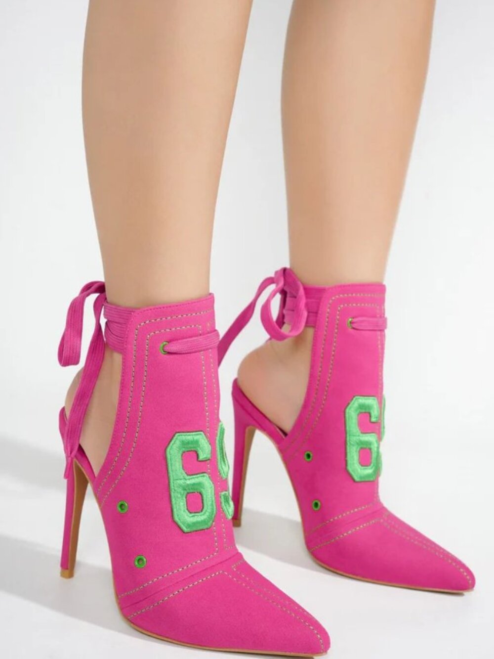 Cape Robin Dorette Lace-up Pointy Toe  Stiletto Heels in Fuchsia  8.5